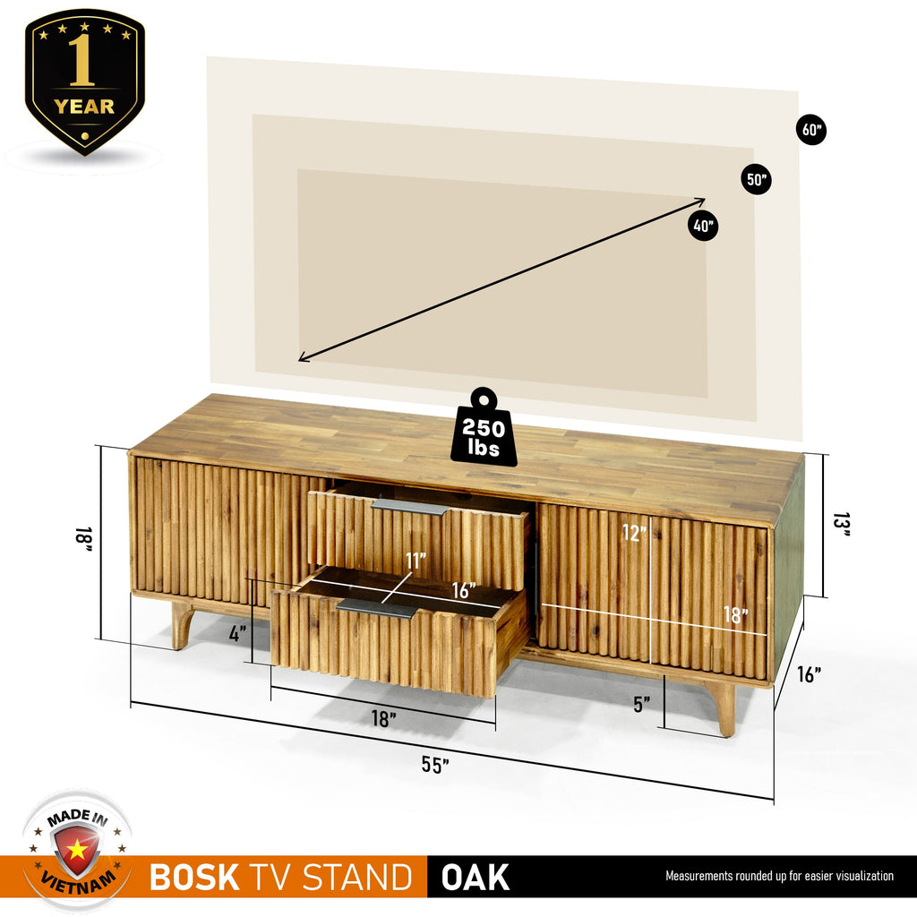 Bosk Wood Fluted TV Stand