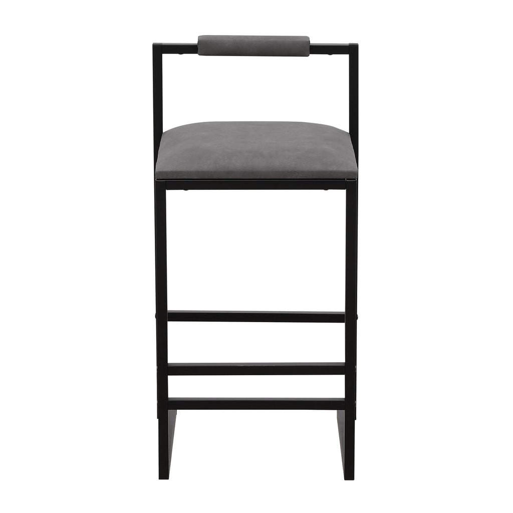 Set of 2 Counter Height Barstools Kitchen Island Stools (Gray with Back)