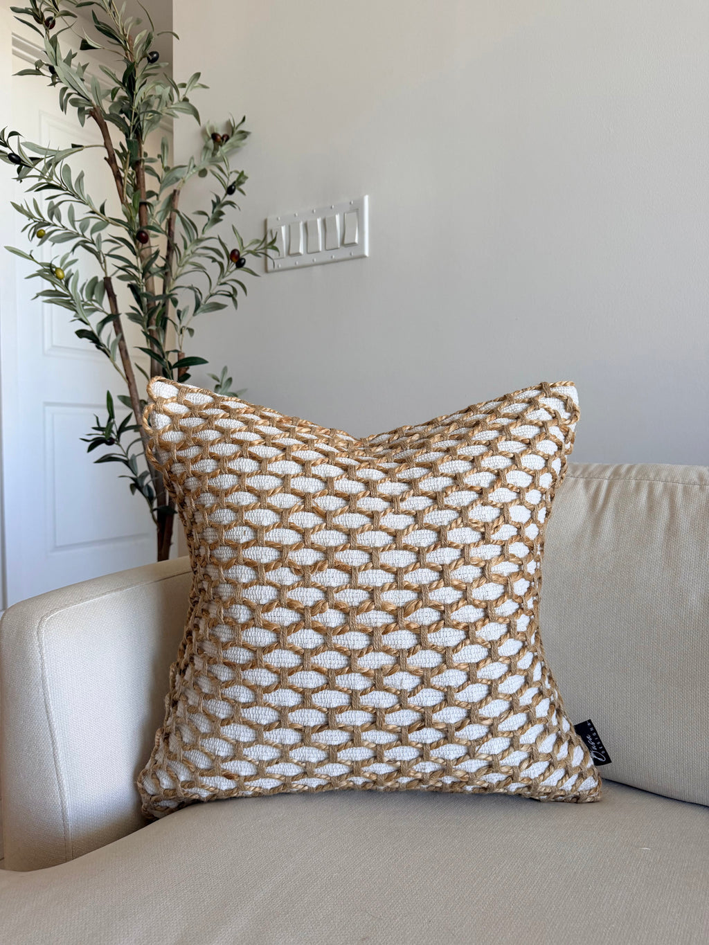 Tuban Pillow Cover – Neutral Textured Boho Accent Pillow
